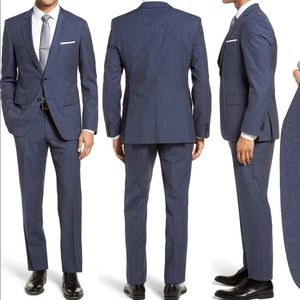 BOSS Huge/Genius Trim Fit Solid Wool Blend Suit